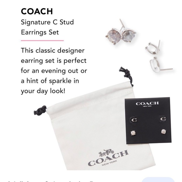 Coach Signature and Stone Stud Earrings Set - Picture 1 of 4